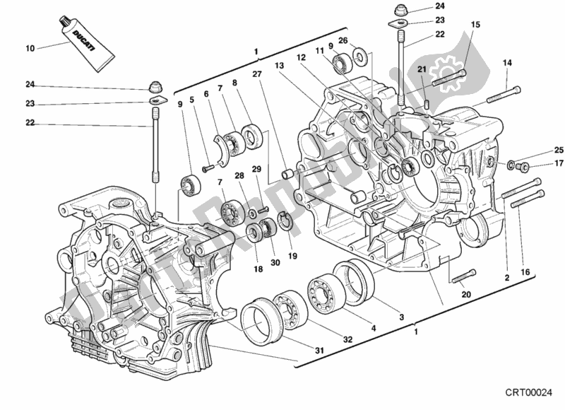 Alle onderdelen voor de Carter van de Ducati Superbike 996 2000