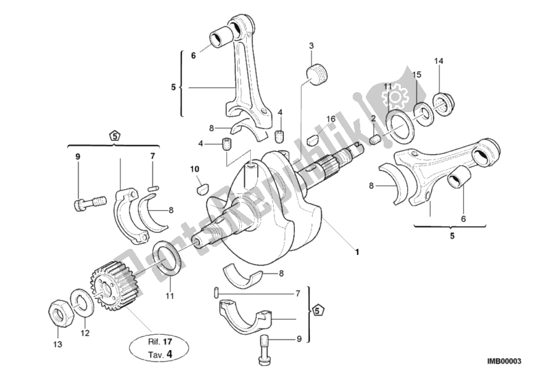 Alle onderdelen voor de Krukas van de Ducati Superbike 996 2000