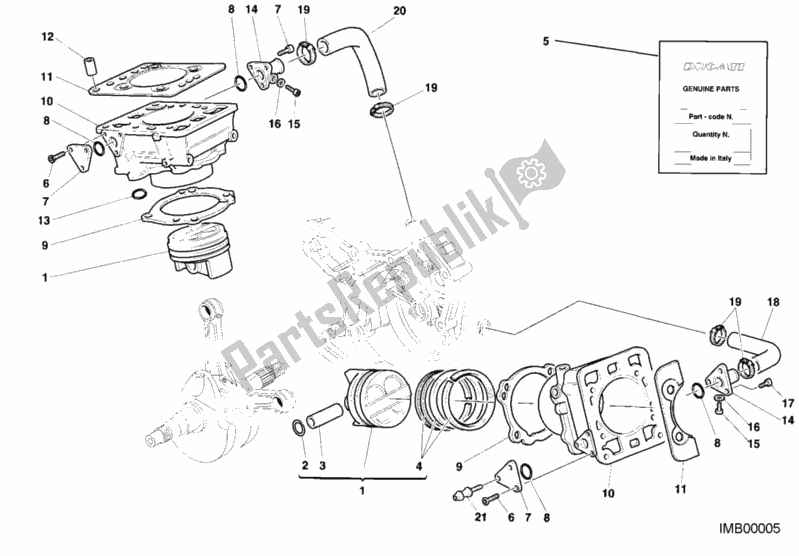 Alle onderdelen voor de Cilinder - Zuiger van de Ducati Superbike 996 2000