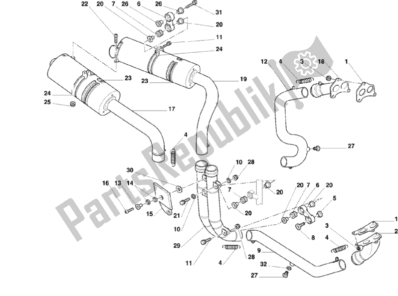 Alle onderdelen voor de Uitlaatsysteem van de Ducati Superbike 996 2000