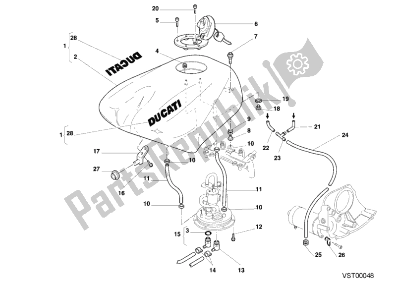 Tutte le parti per il Serbatoio Di Carburante del Ducati Superbike 996 2000