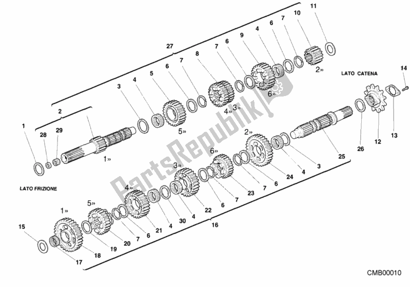 Toutes les pièces pour le Boîte De Vitesses du Ducati Superbike 996 2000