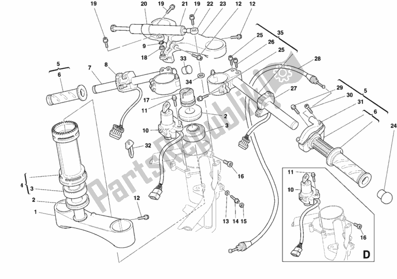 Alle onderdelen voor de Stuur van de Ducati Superbike 996 2000