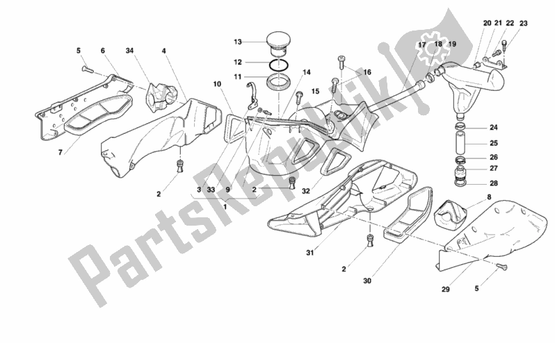 Alle onderdelen voor de Inname van de Ducati Superbike 996 2000