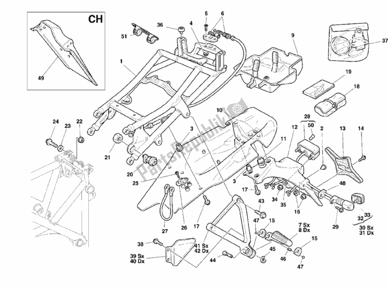 Alle onderdelen voor de Achterframe van de Ducati Superbike 996 2000