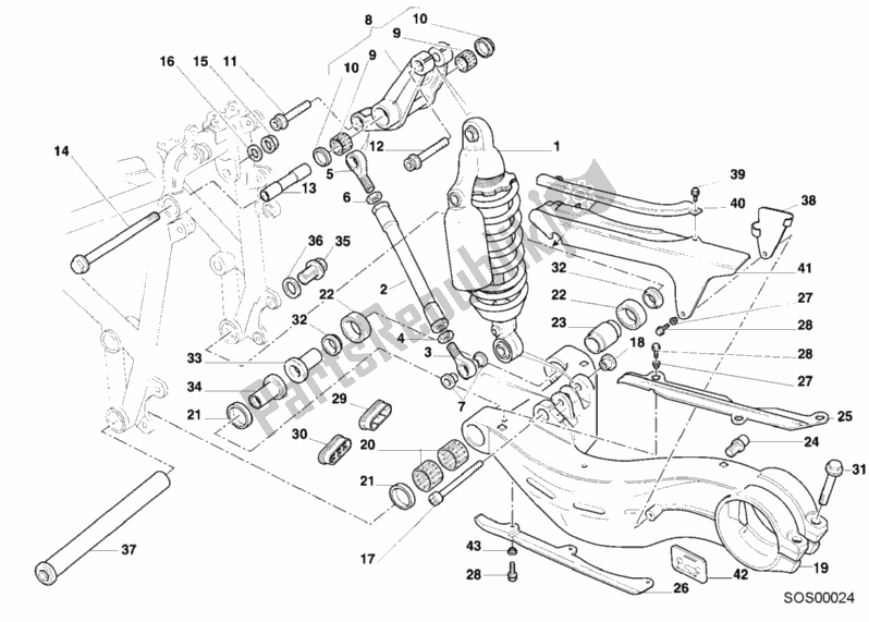 Alle onderdelen voor de Schokdemper Achter van de Ducati Superbike 996 2000