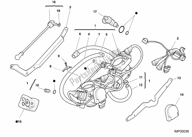 Alle onderdelen voor de Gasklephuis van de Ducati Superbike 996 2000