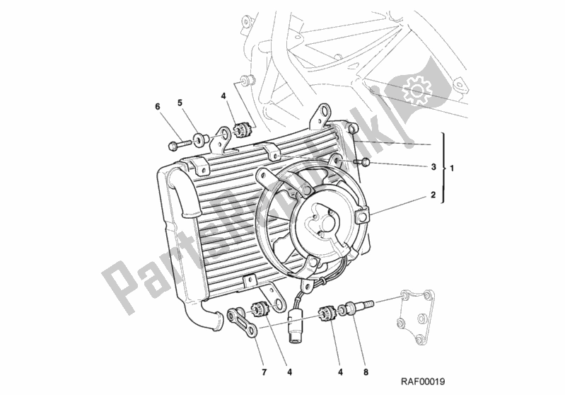 Tutte le parti per il Refrigeratore D'acqua del Ducati Superbike 996 2000