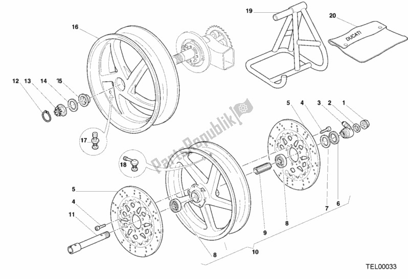 Alle onderdelen voor de Wielen van de Ducati Superbike 996 2000