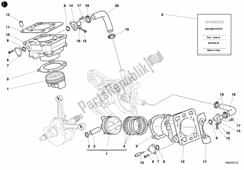 Tutte le parti per il Cilindro - Pistone del Ducati Superbike 996 2001