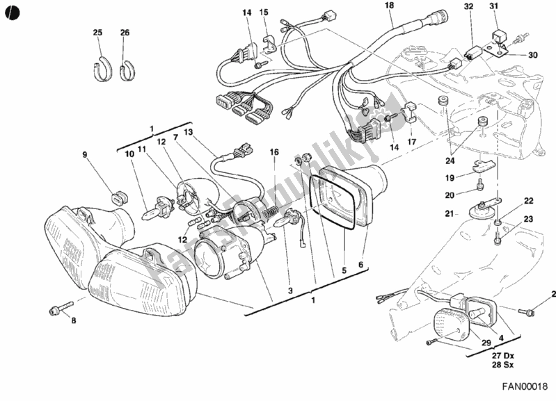 Alle onderdelen voor de Koplamp van de Ducati Superbike 996 2001