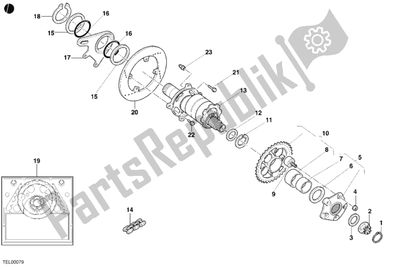 Tutte le parti per il Mozzo, Ruota Posteriore del Ducati Superbike 996 2001