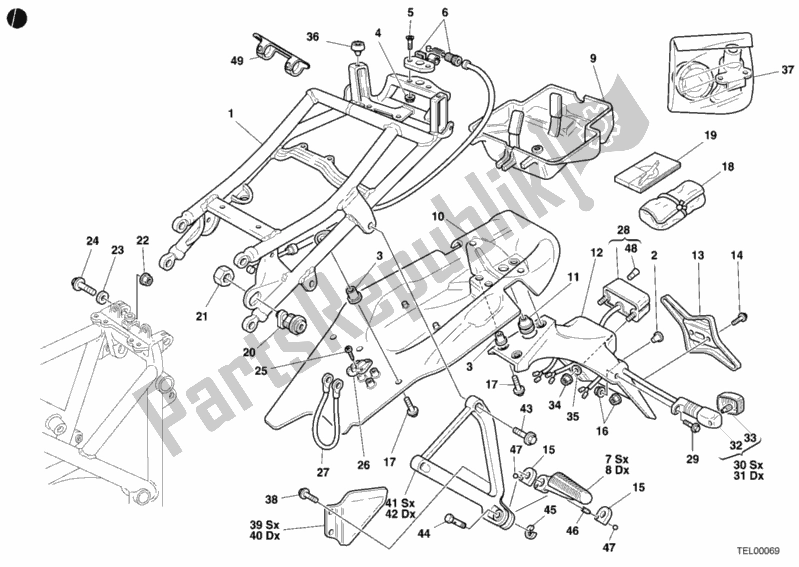 Tutte le parti per il Telaio Posteriore del Ducati Superbike 996 2001