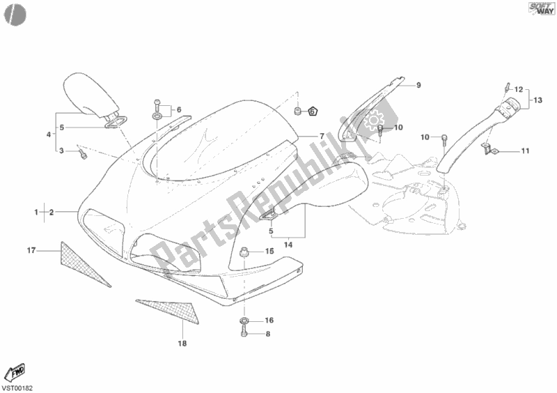 All parts for the Cowling of the Ducati Superbike 998 2002