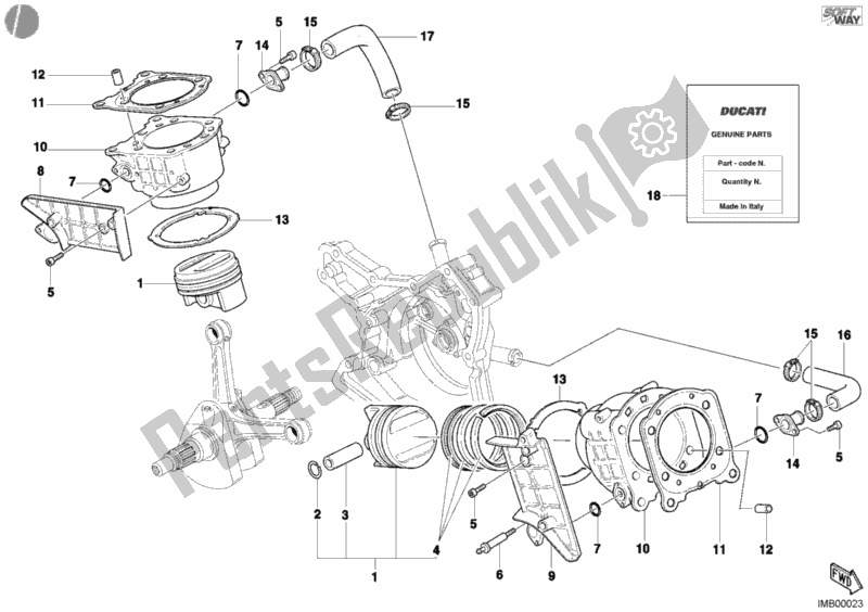 Tutte le parti per il Cilindro - Pistone del Ducati Superbike 998 2002