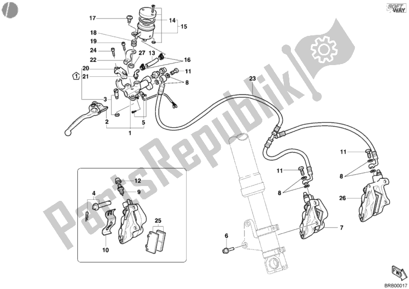 Todas las partes para Sistema De Freno Delantero de Ducati Superbike 998 2002