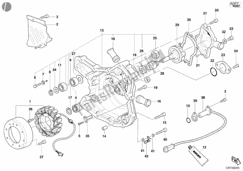 Alle onderdelen voor de Generatorafdekking - Waterpomp van de Ducati Superbike 998 2002