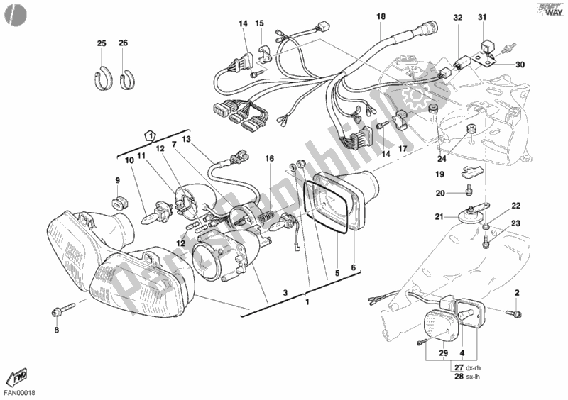 Todas las partes para Faro de Ducati Superbike 998 2002