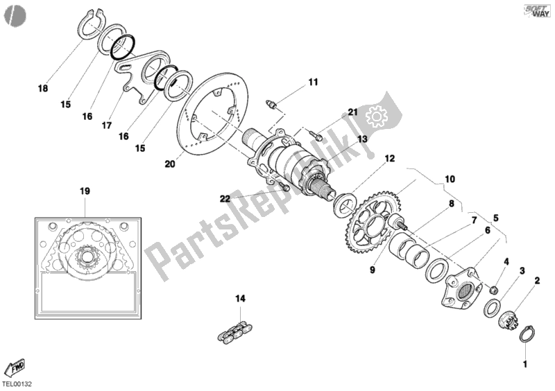 Todas las partes para Buje, Rueda Trasera de Ducati Superbike 998 2002