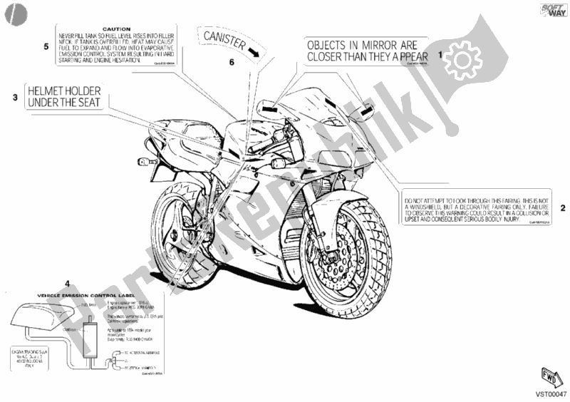 Todas las partes para Etiquetas De Advertencia Ee. De Ducati Superbike 998 2002