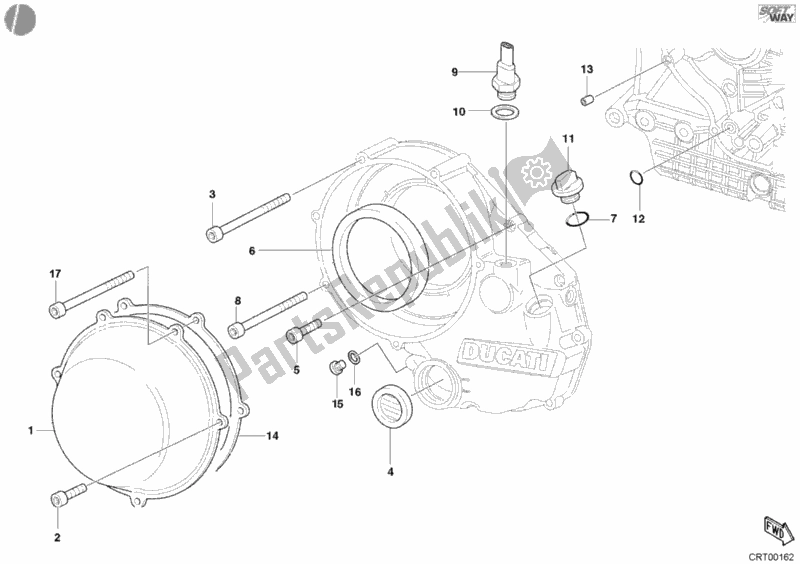 Tutte le parti per il Coperchio Frizione, Esterno del Ducati Superbike 998 2003