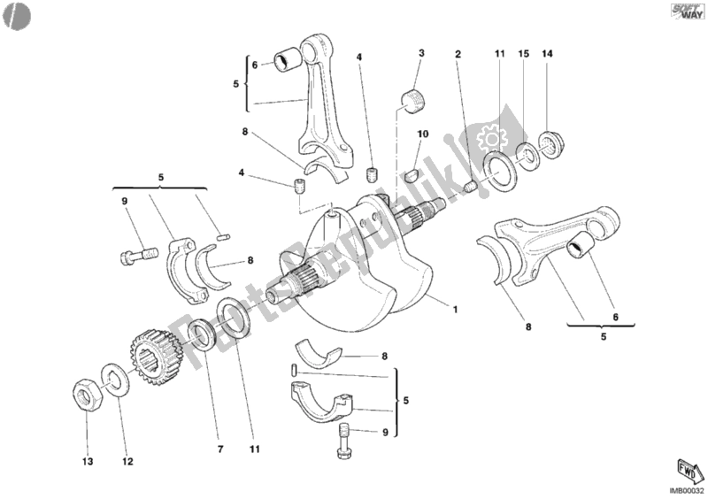 Tutte le parti per il Albero A Gomiti del Ducati Superbike 998 2003