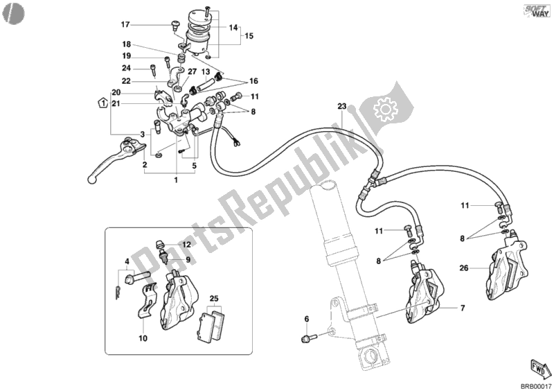 Tutte le parti per il Sistema Frenante Anteriore del Ducati Superbike 998 2003