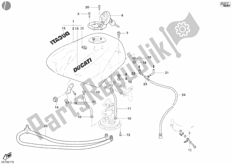 Tutte le parti per il Serbatoio Di Carburante del Ducati Superbike 998 2003