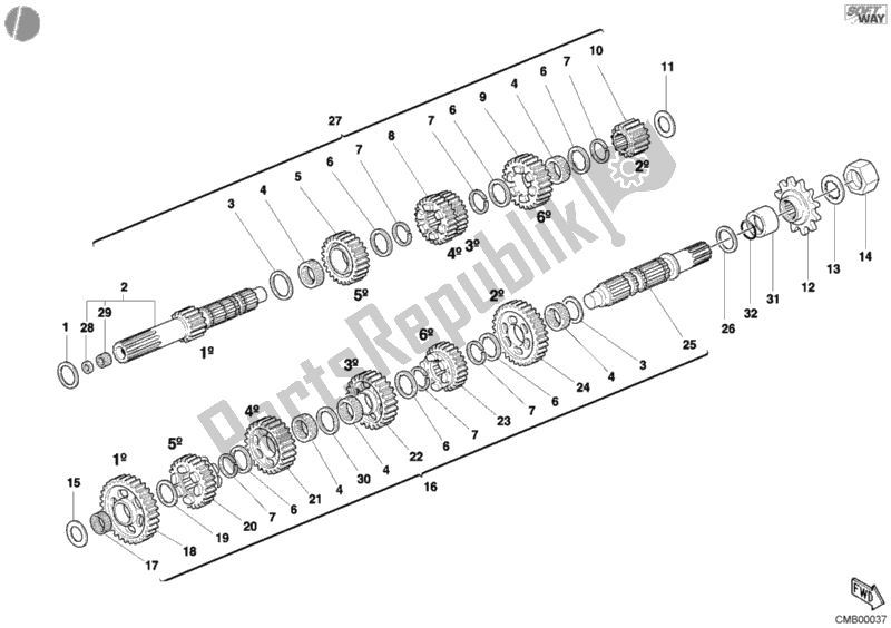 Tutte le parti per il Riduttore del Ducati Superbike 998 2003