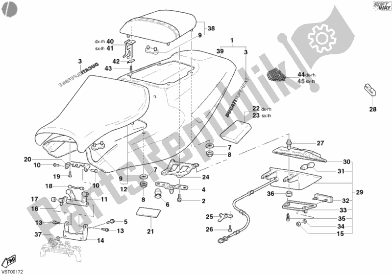 Tutte le parti per il Sedile Biposto del Ducati Superbike 998 2003