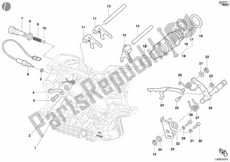 Tutte le parti per il Camma Forcella - Cambio del Ducati Superbike 998 2003