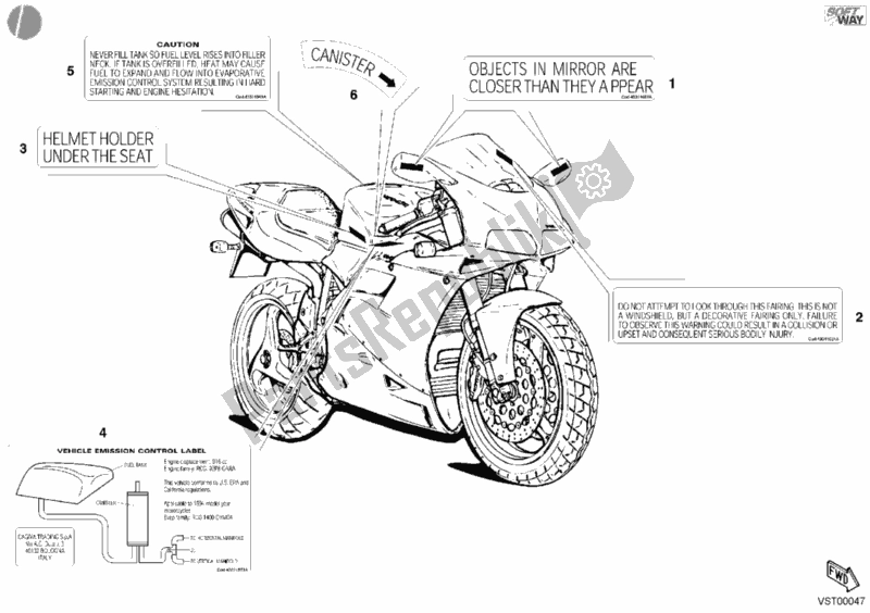 Todas las partes para Etiquetas De Advertencia Ee. De Ducati Superbike 998 2003