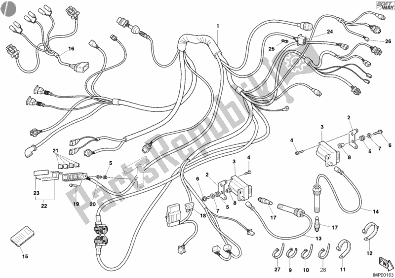 Tutte le parti per il Cablaggio Elettrico del Ducati Superbike 998 2003