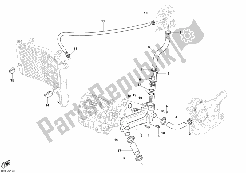 Tutte le parti per il Circuito Di Raffreddamento del Ducati Superbike 999 2003