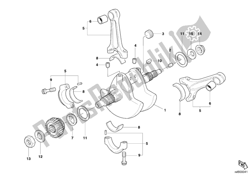 Tutte le parti per il Albero A Gomiti del Ducati Superbike 999 2003