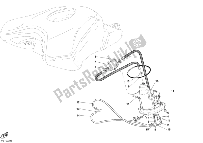 Alle onderdelen voor de Benzine Pomp van de Ducati Superbike 999 2003