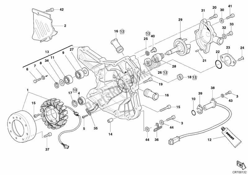 Alle onderdelen voor de Generatorafdekking - Waterpomp van de Ducati Superbike 999 2003