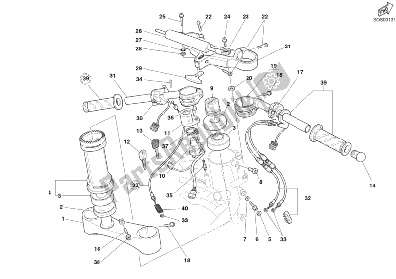 Tutte le parti per il Manubrio del Ducati Superbike 999 2003