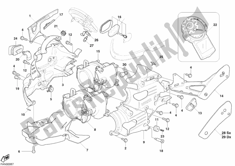 Tutte le parti per il Faro del Ducati Superbike 999 2003