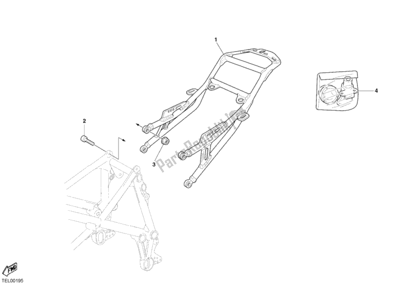 Alle onderdelen voor de Achterframe Monoposto van de Ducati Superbike 999 2003