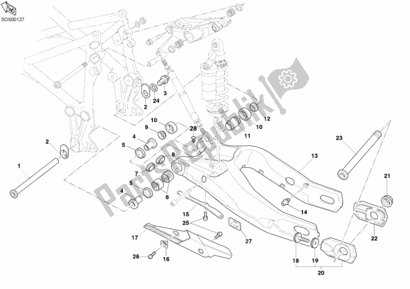 Tutte le parti per il Forcellone del Ducati Superbike 999 2003