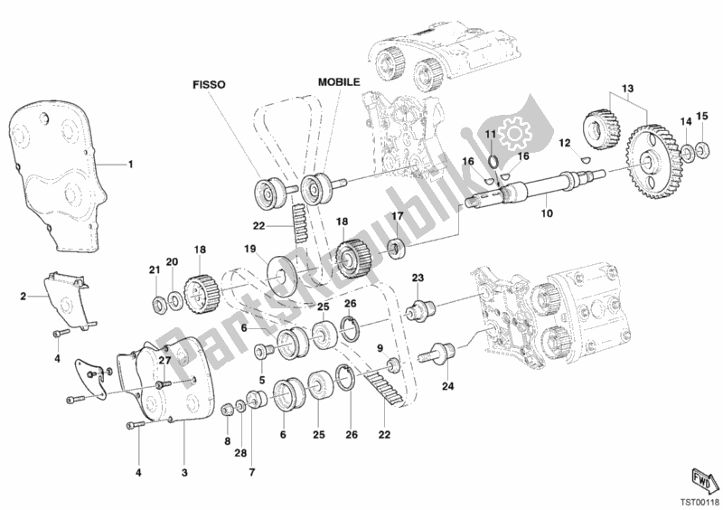 Alle onderdelen voor de Distributieriem van de Ducati Superbike 999 2003