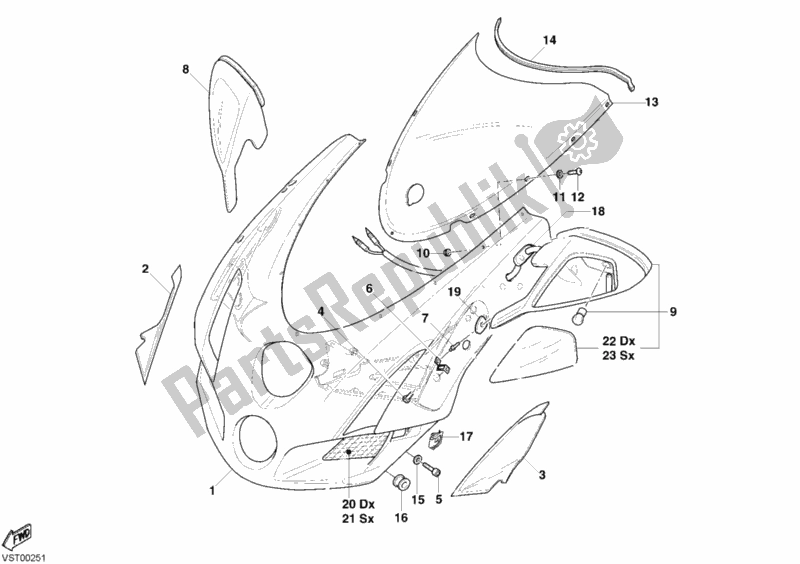 Toutes les pièces pour le Capot du Ducati Superbike 999 2004