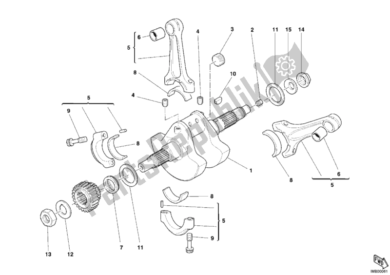 Tutte le parti per il Albero A Gomiti del Ducati Superbike 999 2004