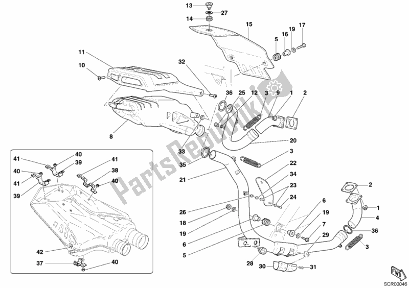 All parts for the Exhaust System of the Ducati Superbike 999 2004