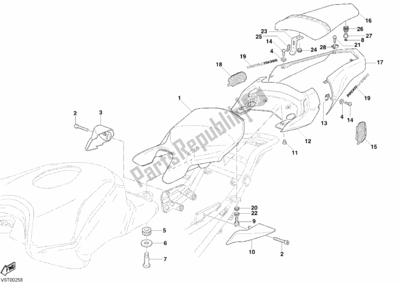 Todas las partes para Asiento Biposto de Ducati Superbike 999 2004