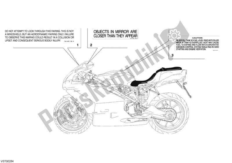 Toutes les pièces pour le étiquettes D'avertissement Usa du Ducati Superbike 999 2004
