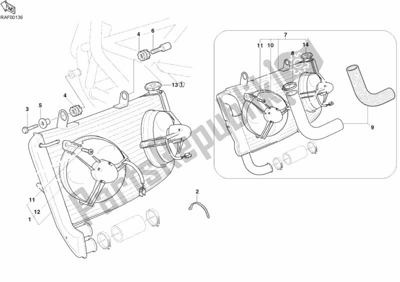 Todas las partes para Enfriador De Agua de Ducati Superbike 999 2004