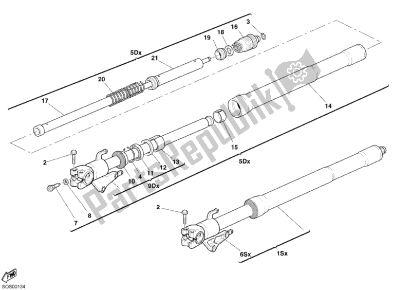 Todas las partes para Tenedor Frontal de Ducati Superbike 999 2005