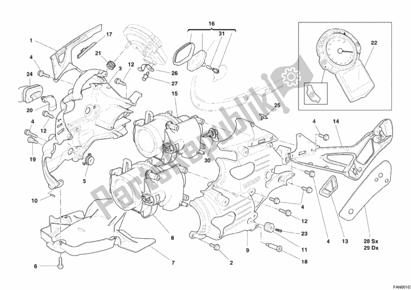 Todas las partes para Faro de Ducati Superbike 999 2005